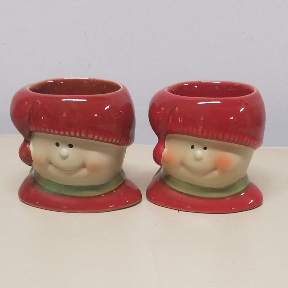 Yankee Candle Child w/ Green Scarf Set of Two Tealight Holders